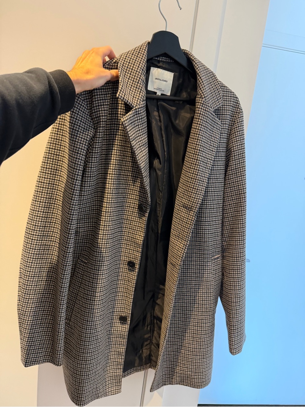 Jack & Jones Brown & Black Houndstooth Pea Coat